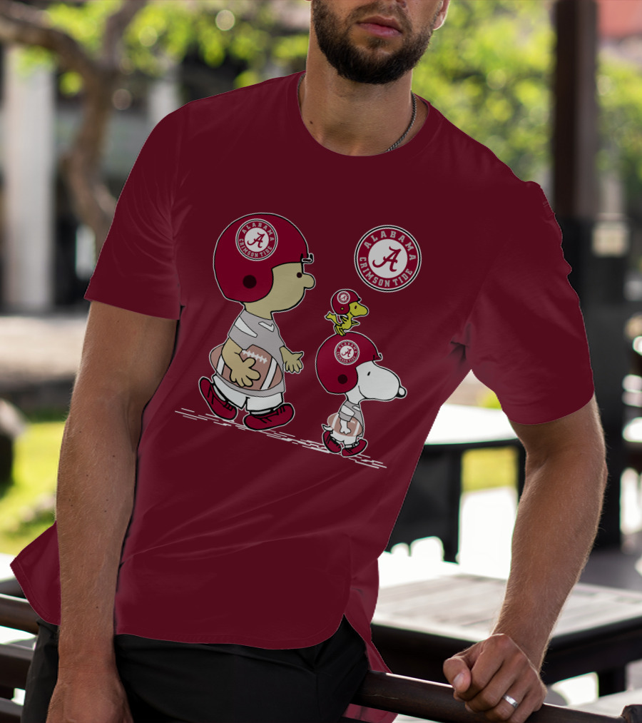 Alabama Crimson Tide Snoopy Peanuts Football Charlie Brown Woodstock T-Shirt