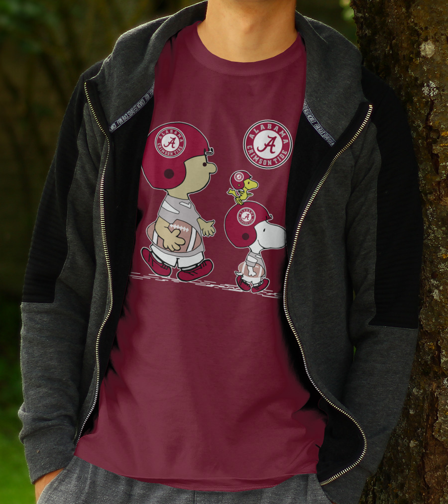 Alabama Crimson Tide Snoopy Peanuts Football Charlie Brown Woodstock T-Shirt