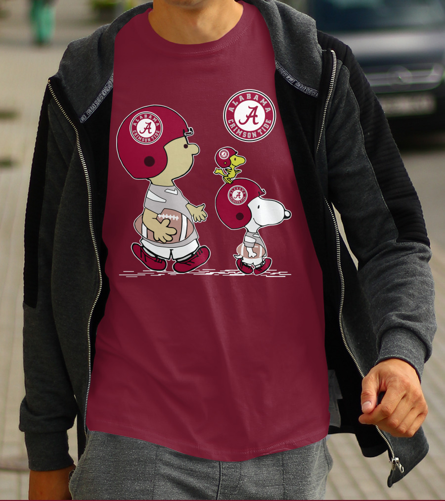 Alabama Crimson Tide Snoopy Peanuts Football Charlie Brown Woodstock T-Shirt