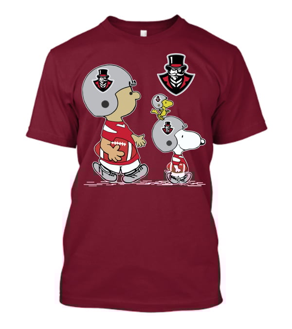Austin Peay Governor Mascot With Snoopy And Woodstock Football Helmets T-Shirt