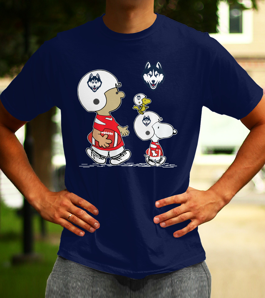 Connecticut Huskies Football Snoopy Woodstock Peanuts T-Shirt