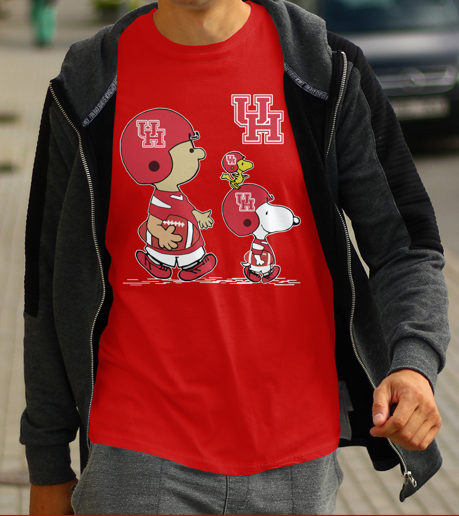 Houston Cougars Snoopy Peanuts Football Characters T-Shirt