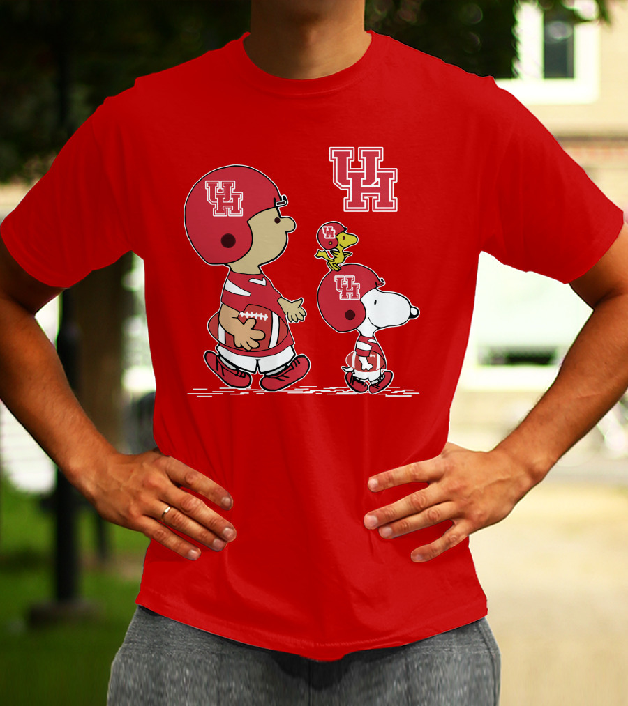 Houston Cougars Snoopy Peanuts Football Characters T-Shirt