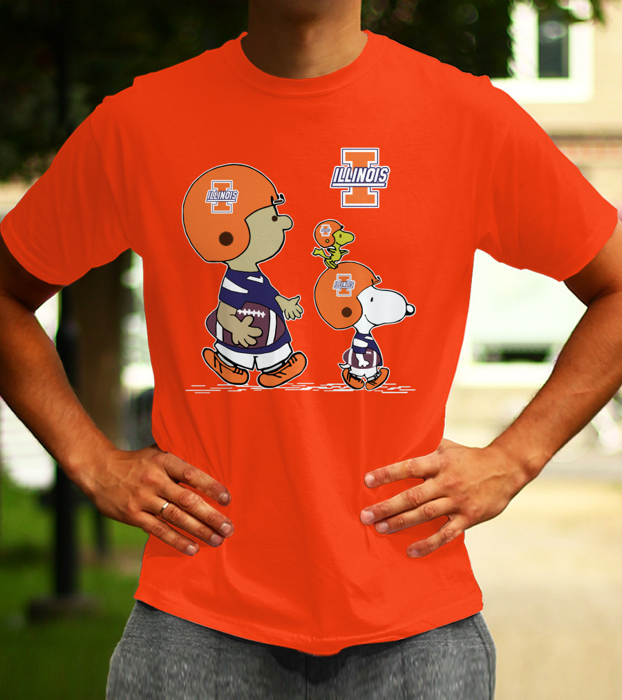 Illinois Fighting Illini Snoopy Woodstock Charlie Brown Football T-Shirt