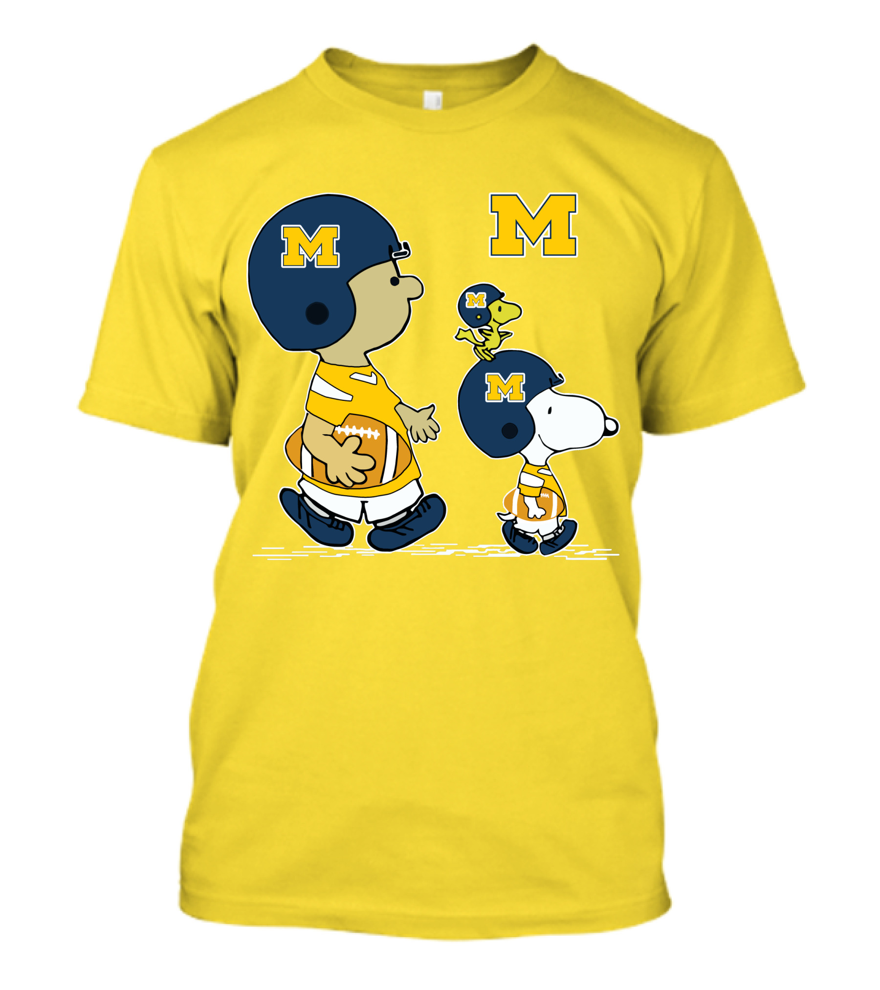 Michigan Wolverines Snoopy Woodstock Football Fan Team Spirit Peanuts Style T-Shirt