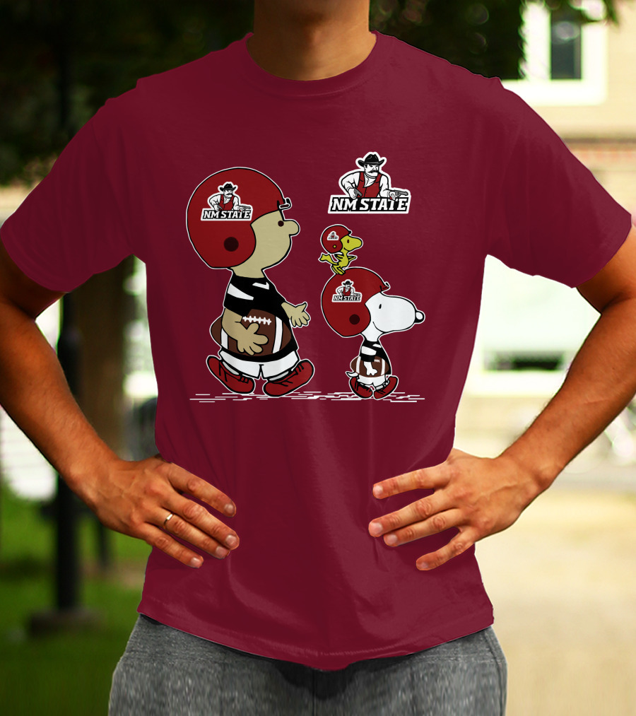 NM State Snoopy Football Helmet Peanuts Characters T-Shirt