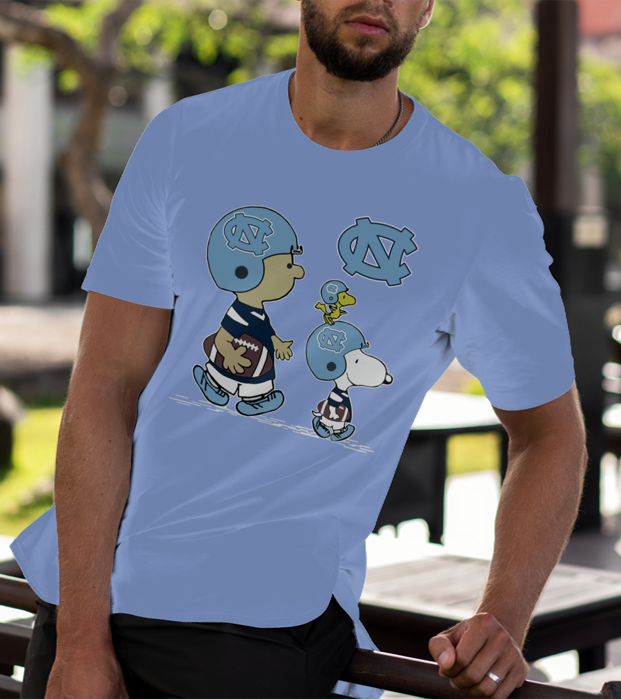 Tar Heels Peanuts Snoopy Woodstock Football UNC T-Shirt