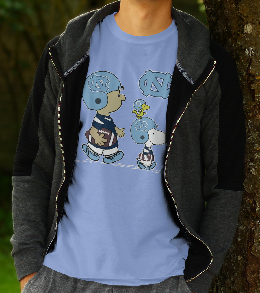 Tar Heels Peanuts Snoopy Woodstock Football UNC T-Shirt