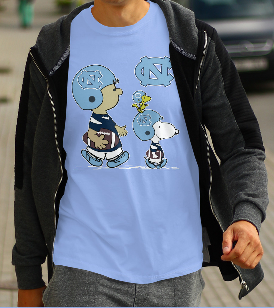 Tar Heels Peanuts Snoopy Woodstock Football UNC T-Shirt