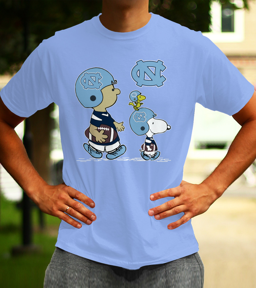 Tar Heels Peanuts Snoopy Woodstock Football UNC T-Shirt