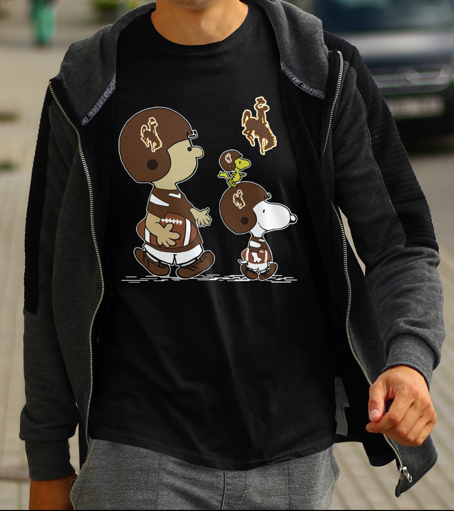 Wyoming Cowboys Peanuts Football Parody With Snoopy And Friends T-Shirt