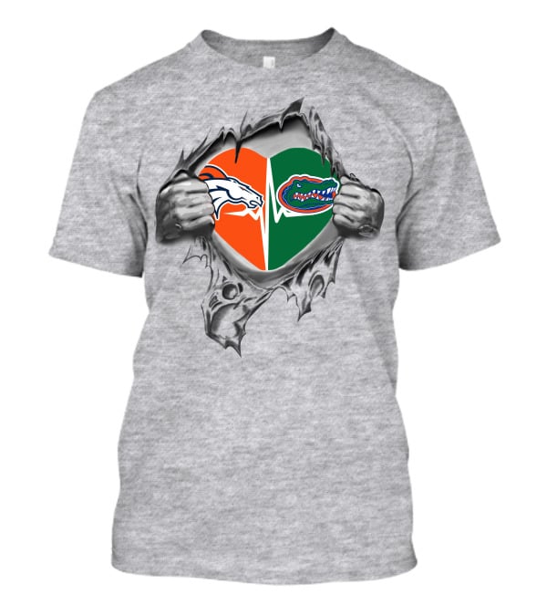 Broncos Gators Heartbeat Passion T-Shirt