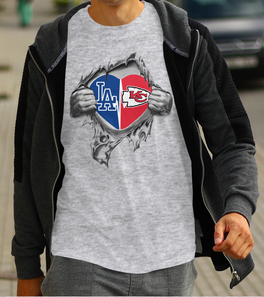 Chiefs Dodgers Heart LA KC Fan Passion T-Shirt