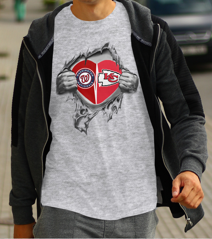 Washington Nationals Kansas City Chiefs Heart T-Shirt