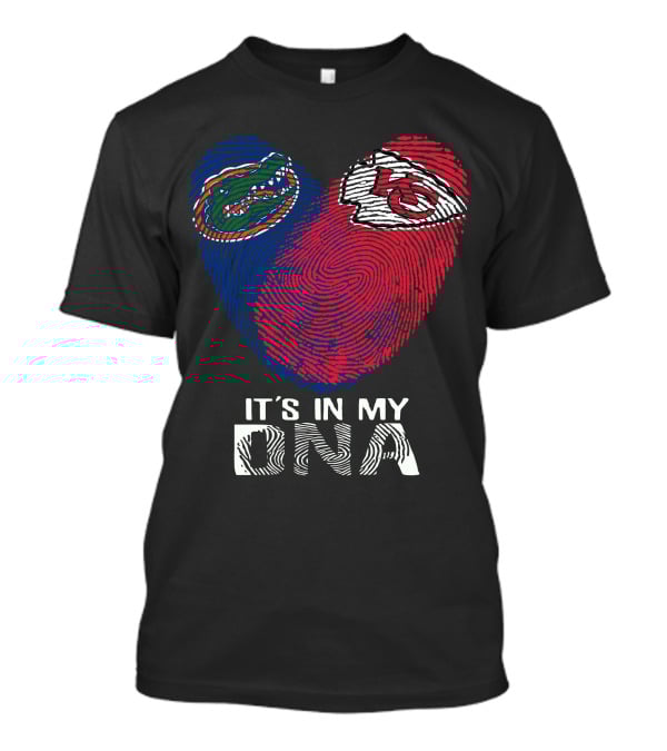It's In My DNA Gators Chiefs Fingerprint Heart T-Shirt