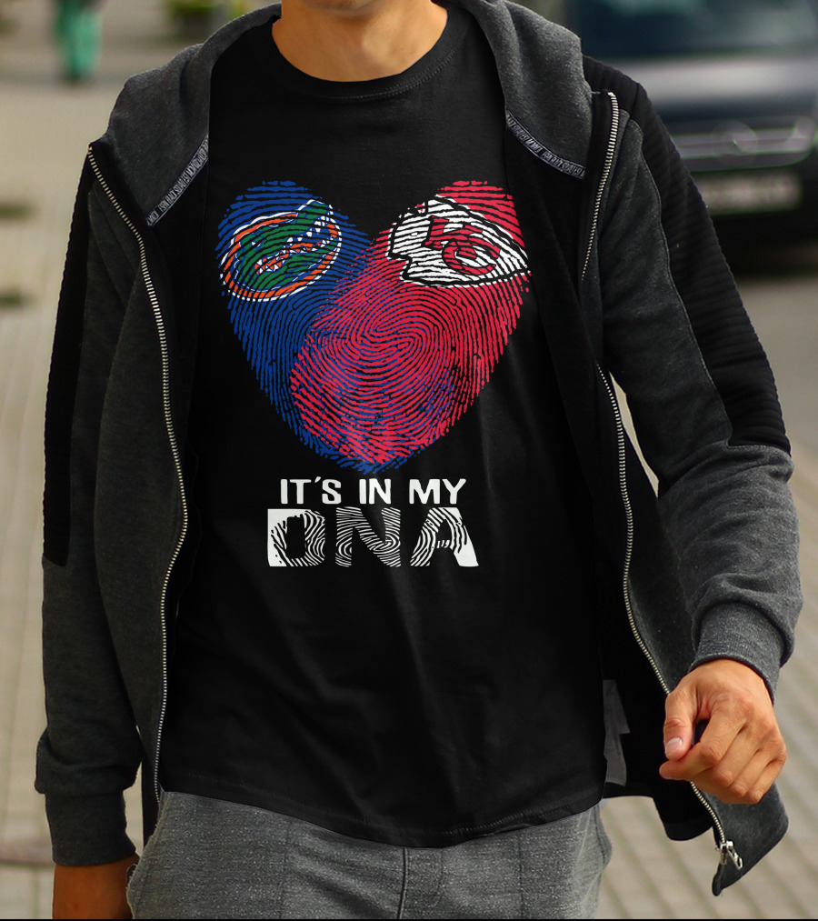 It's In My DNA Gators Chiefs Fingerprint Heart T-Shirt