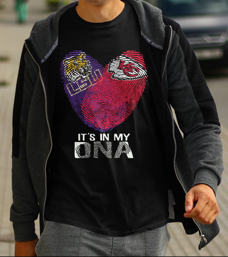 LSU Tigers Chiefs It's In My DNA Fingerprint Heart T-Shirt