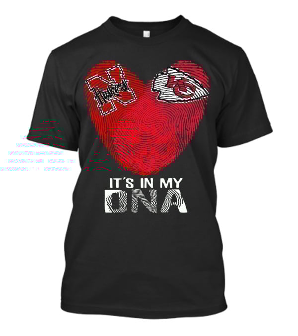 Nebraska Cornhuskers Kansas City Chiefs It's In My DNA Fingerprint Heart T-Shirt