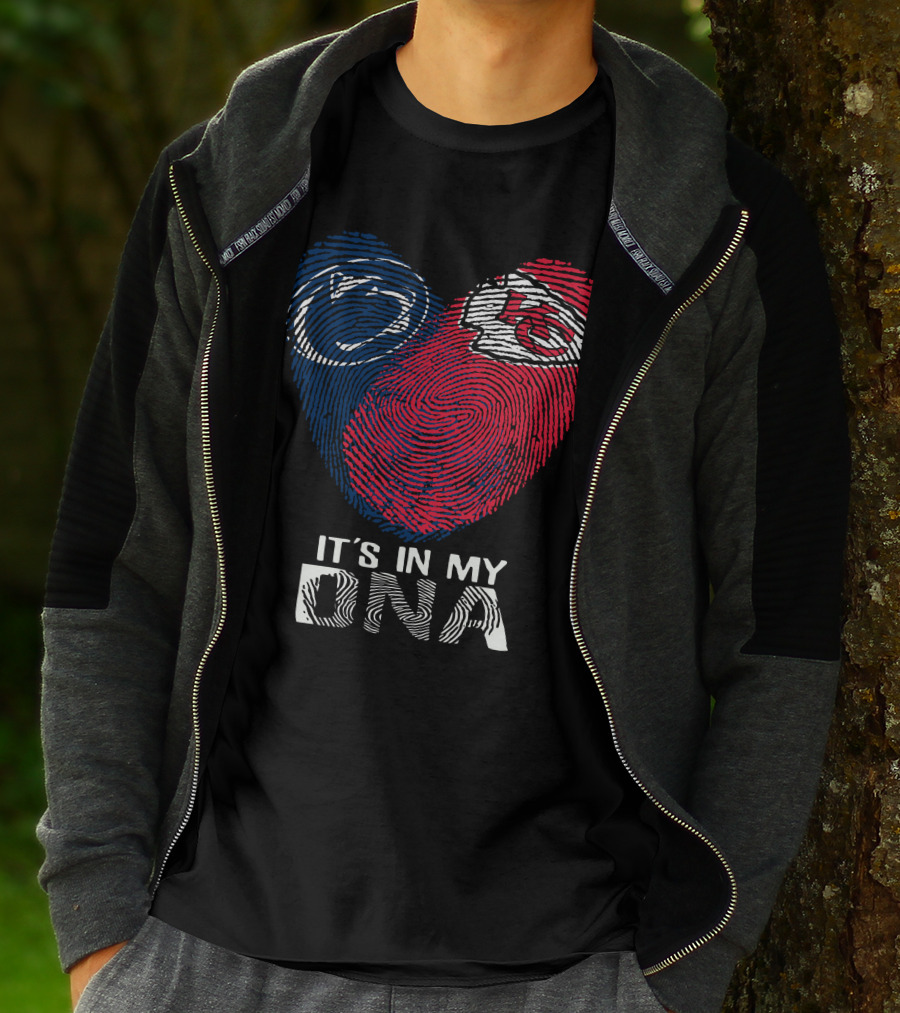 Penn State Nittany Lions And Chiefs It's In My DNA Fingerprint Heart T-Shirt