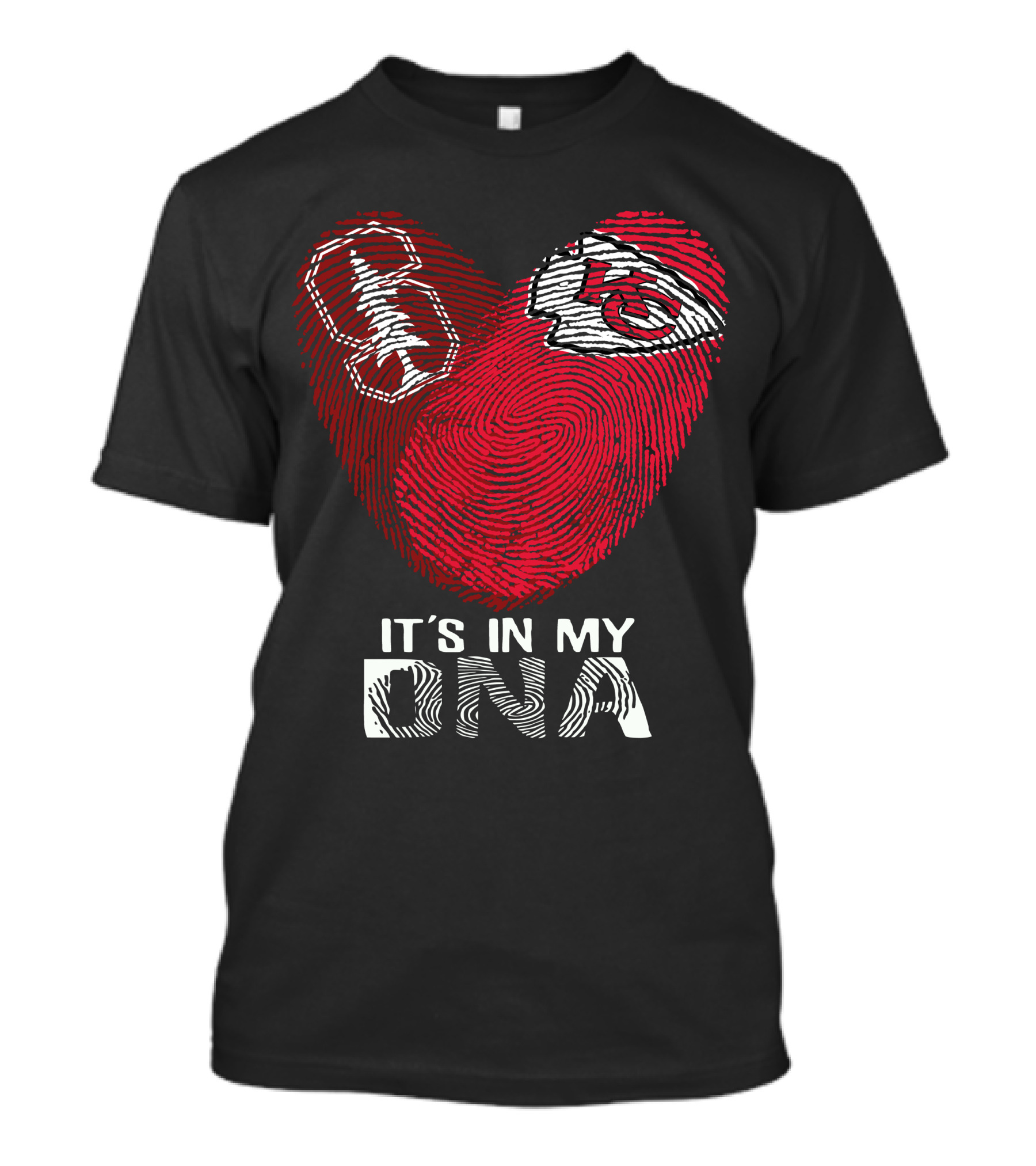 It's In My DNA Cardinals Chiefs Heart Fingerprint T-Shirt