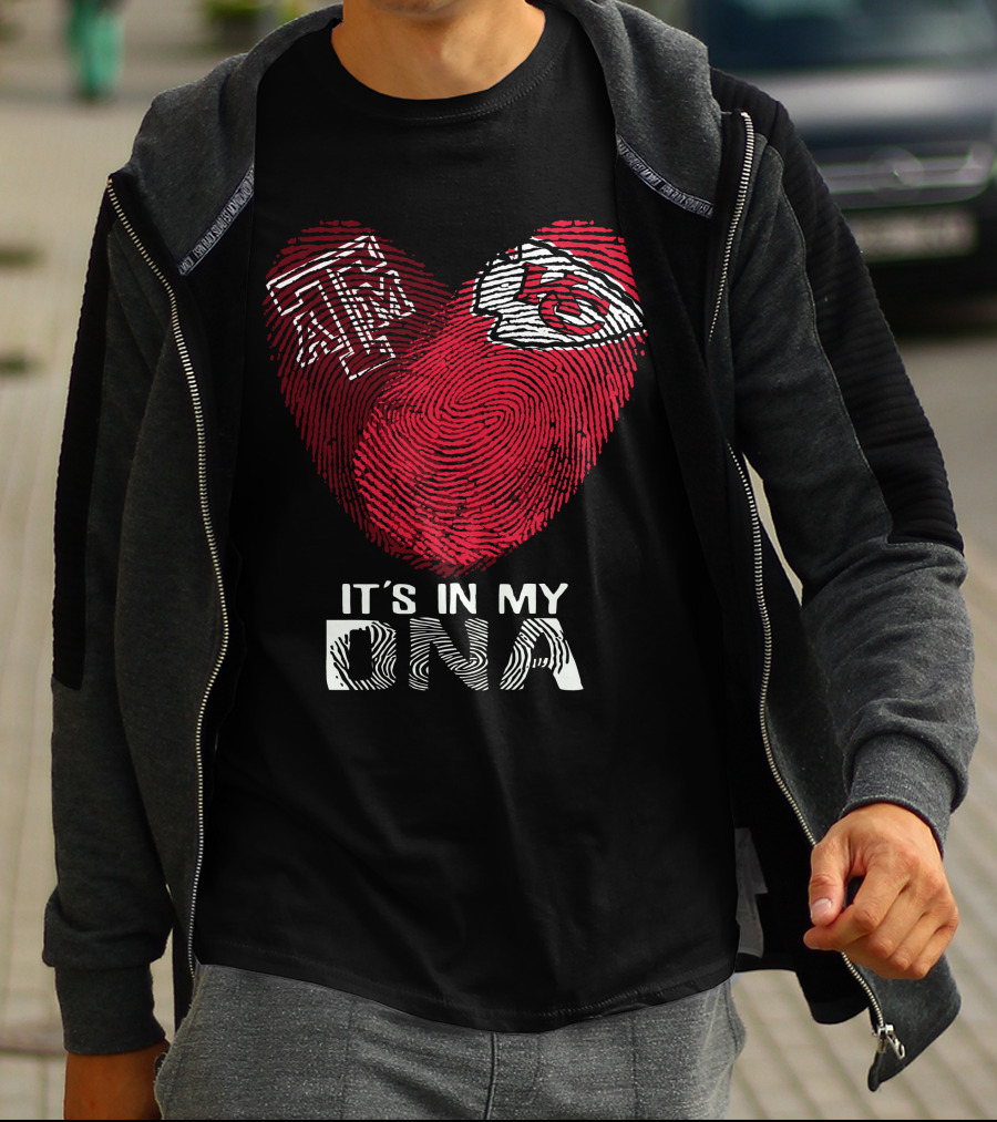 Texas A&M Aggies Chiefs It's In My DNA Fingerprint Heart T-Shirt