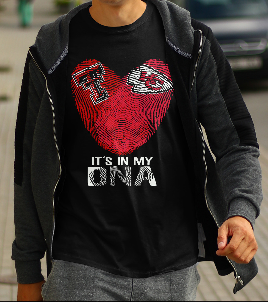 Texas Tech Chiefs It's In My DNA Fingerprint Heart T-Shirt