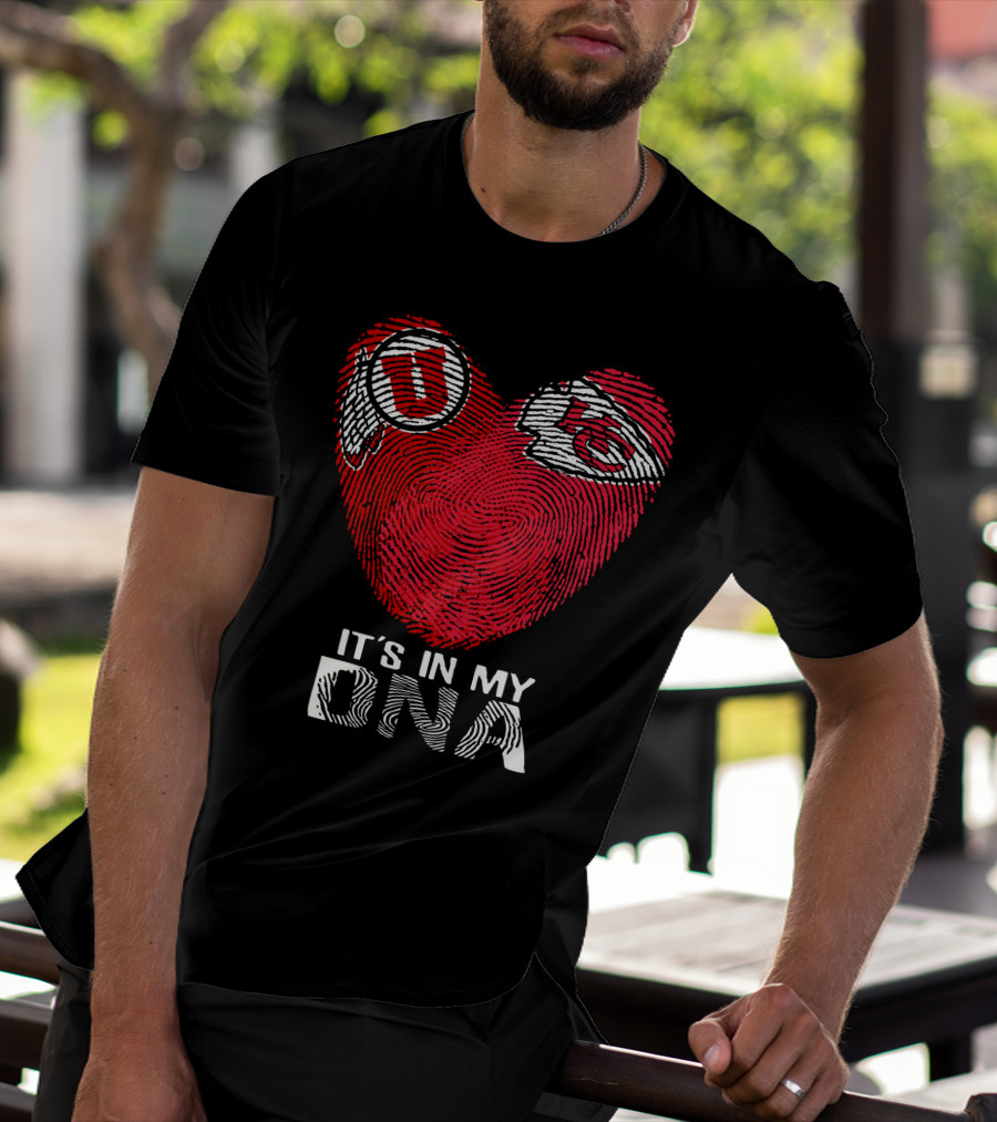 Utah Utes KC Chiefs It's In My DNA Fingerprint Heart T-Shirt