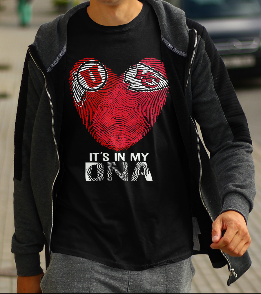 Utah Utes KC Chiefs It's In My DNA Fingerprint Heart T-Shirt