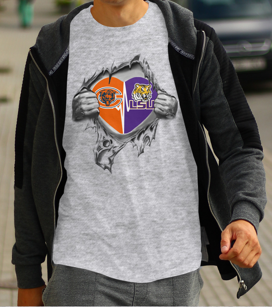 Bears LSU Heart Rip T-Shirt