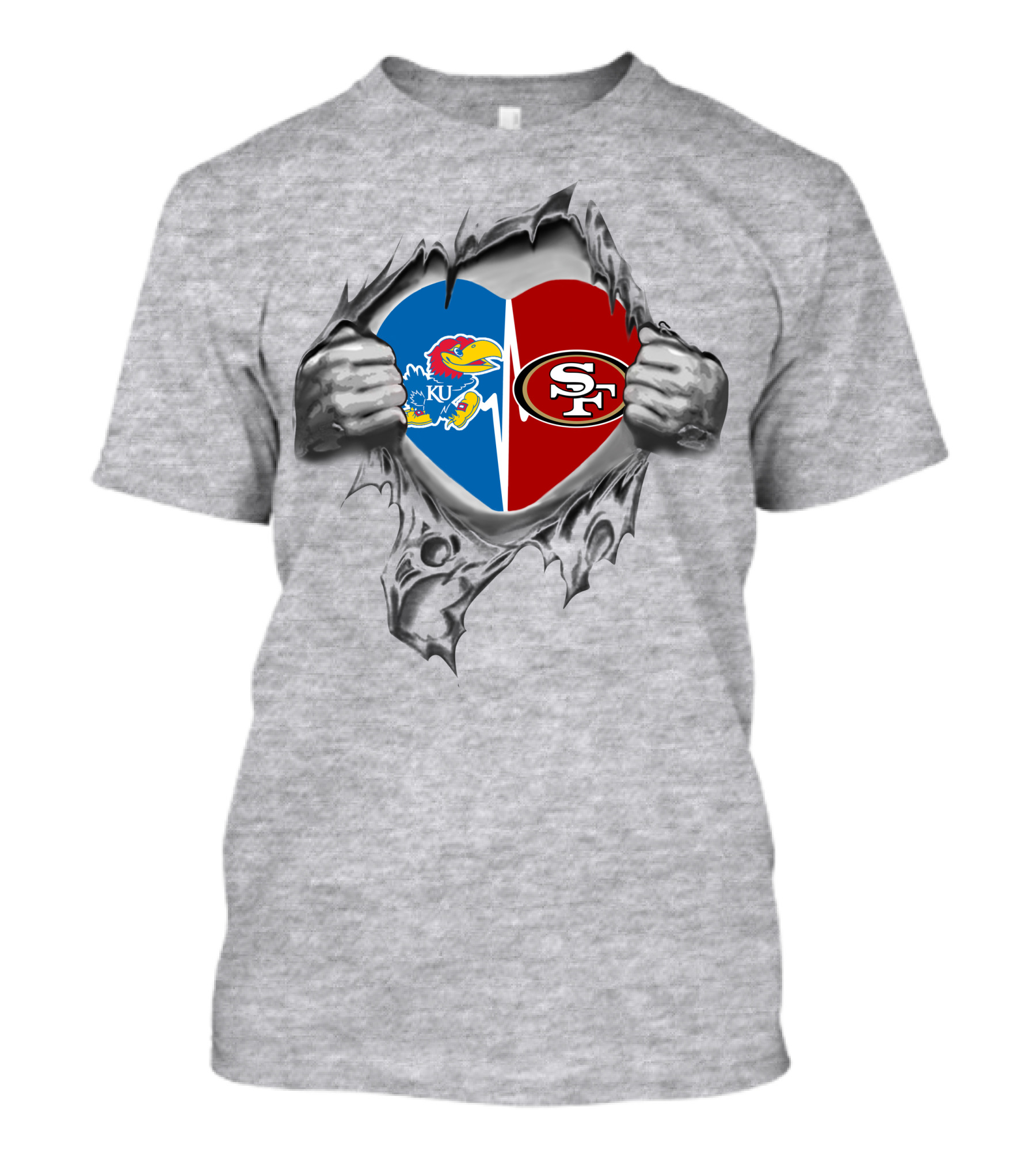 Ku Jayhawks San Francisco 49ers Heart T-Shirt