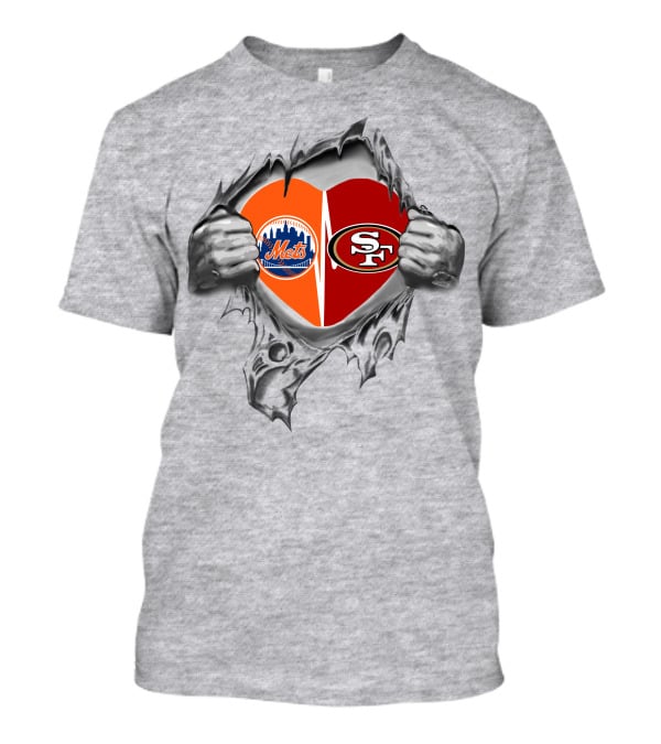 San Francisco 49ers New York Mets Heart Logo Fusion T-Shirt