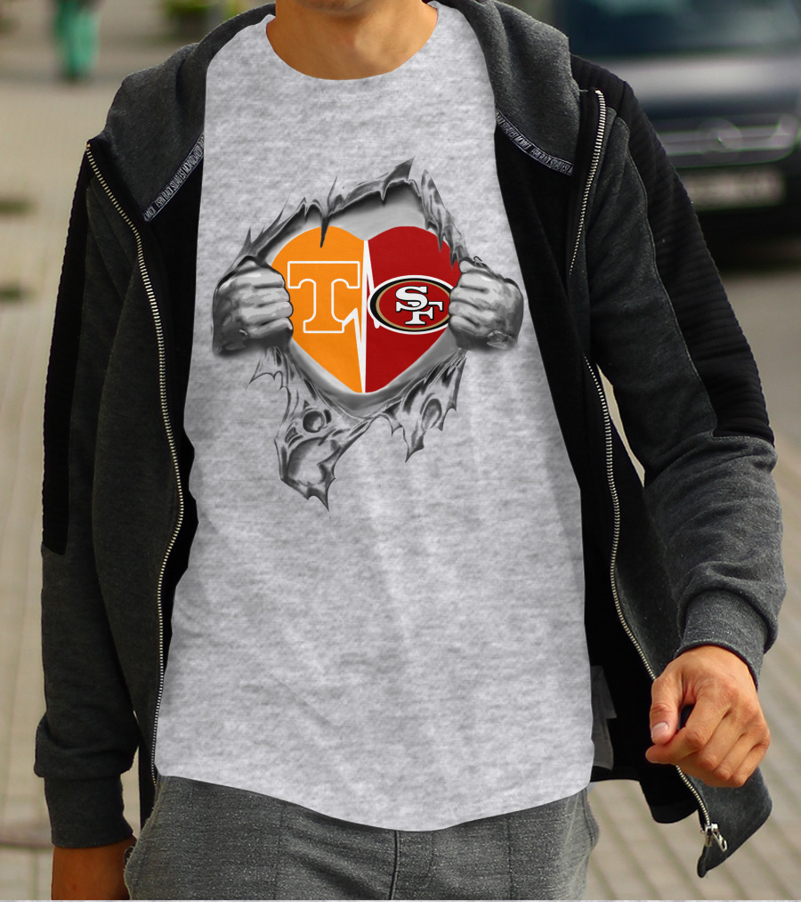 Tennessee Volunteers San Francisco 49ers Heart T-Shirt