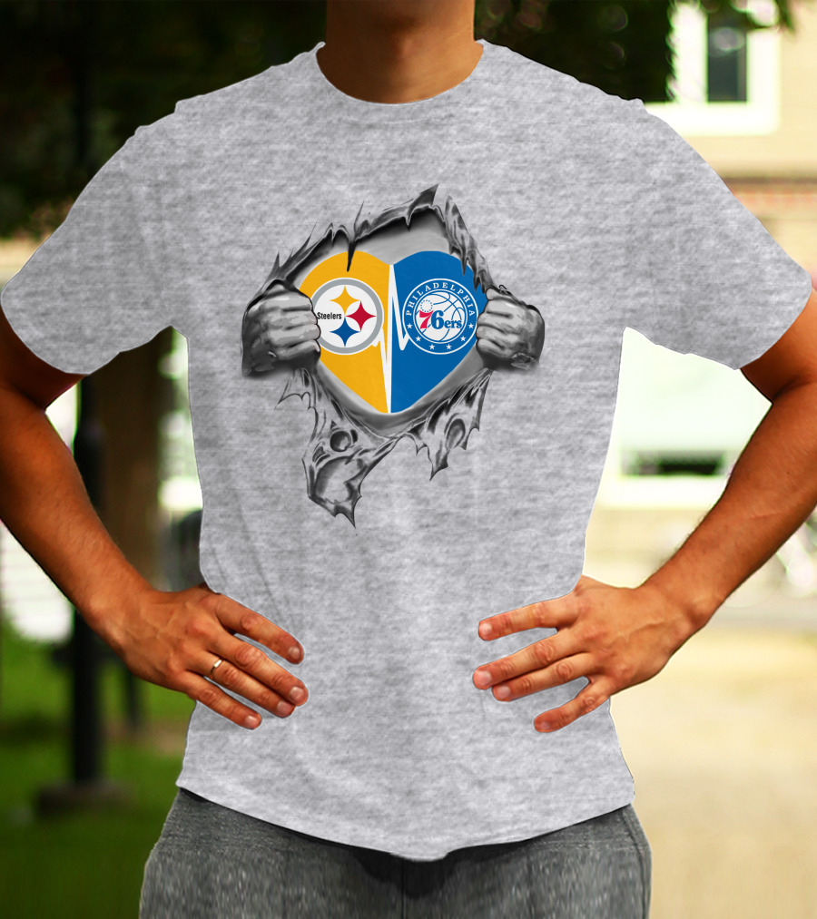 Steelers Philadelphia 76ers Heartbeat Fan Passion T-Shirt