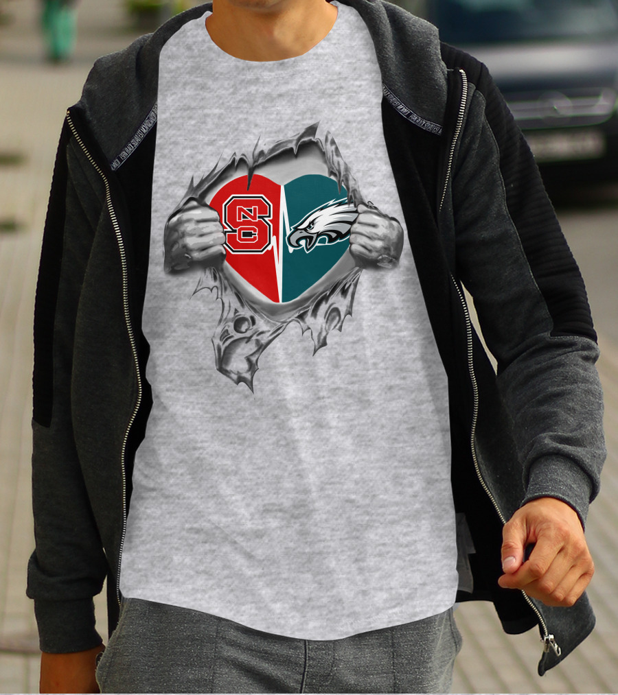 Eagles NC State Heart Split T-Shirt