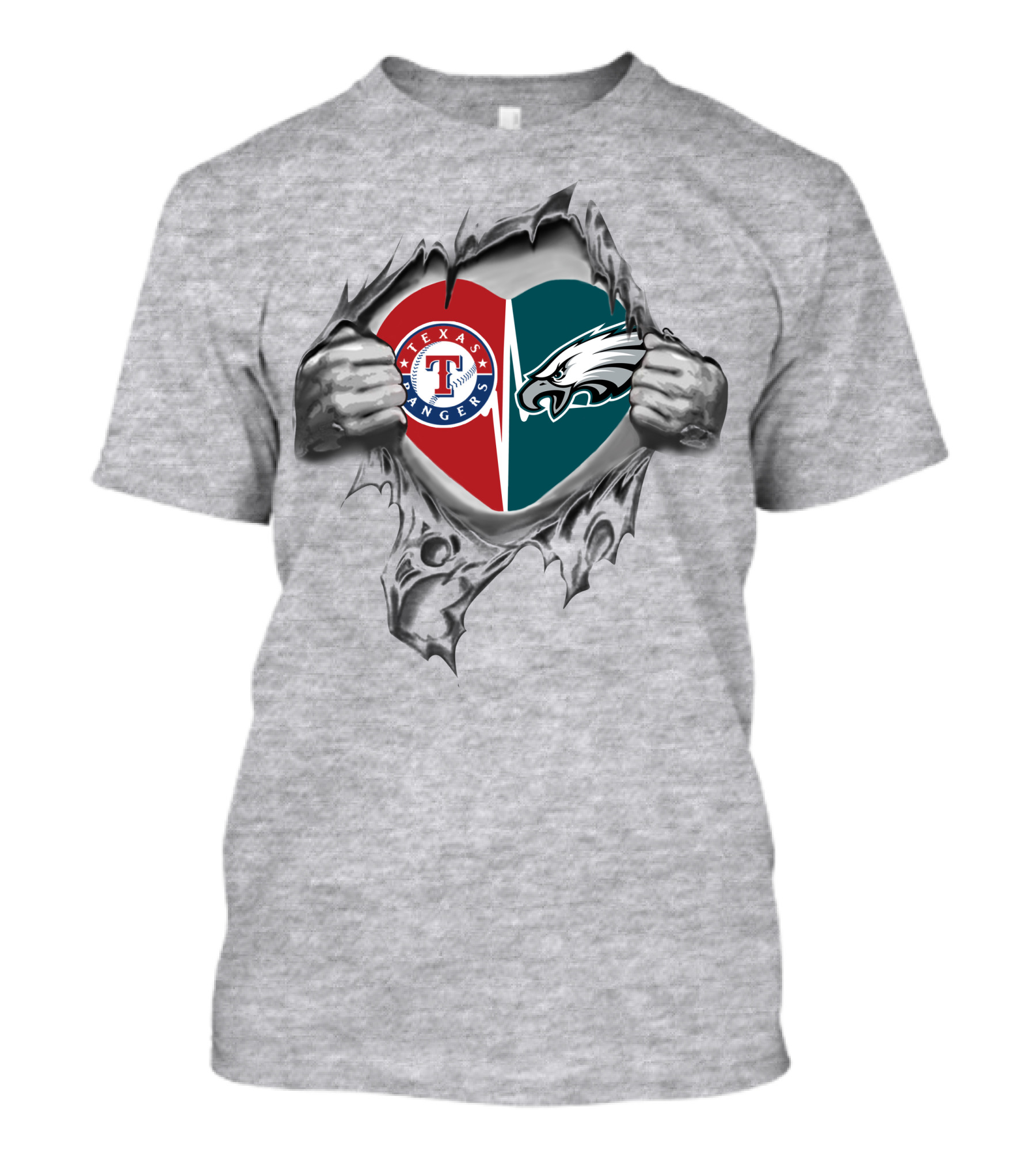Texas Rangers Philadelphia Eagles Heart T-Shirt