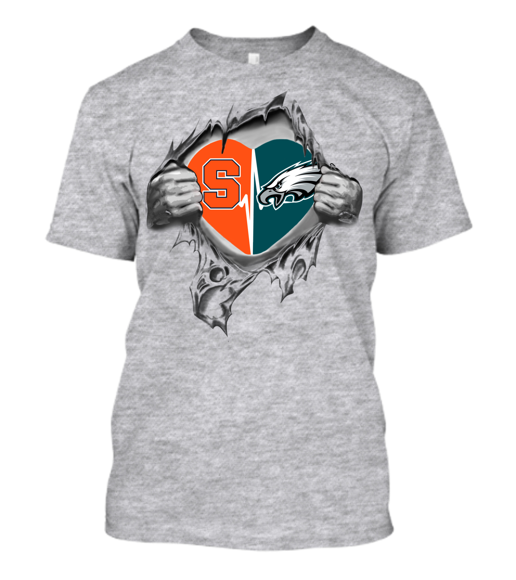 Syracuse Orange Philadelphia Eagles Heart T-Shirt