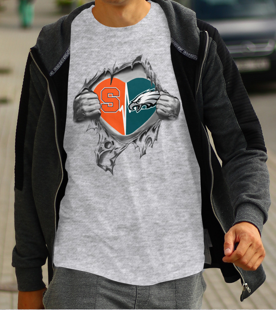 Syracuse Orange Philadelphia Eagles Heart T-Shirt