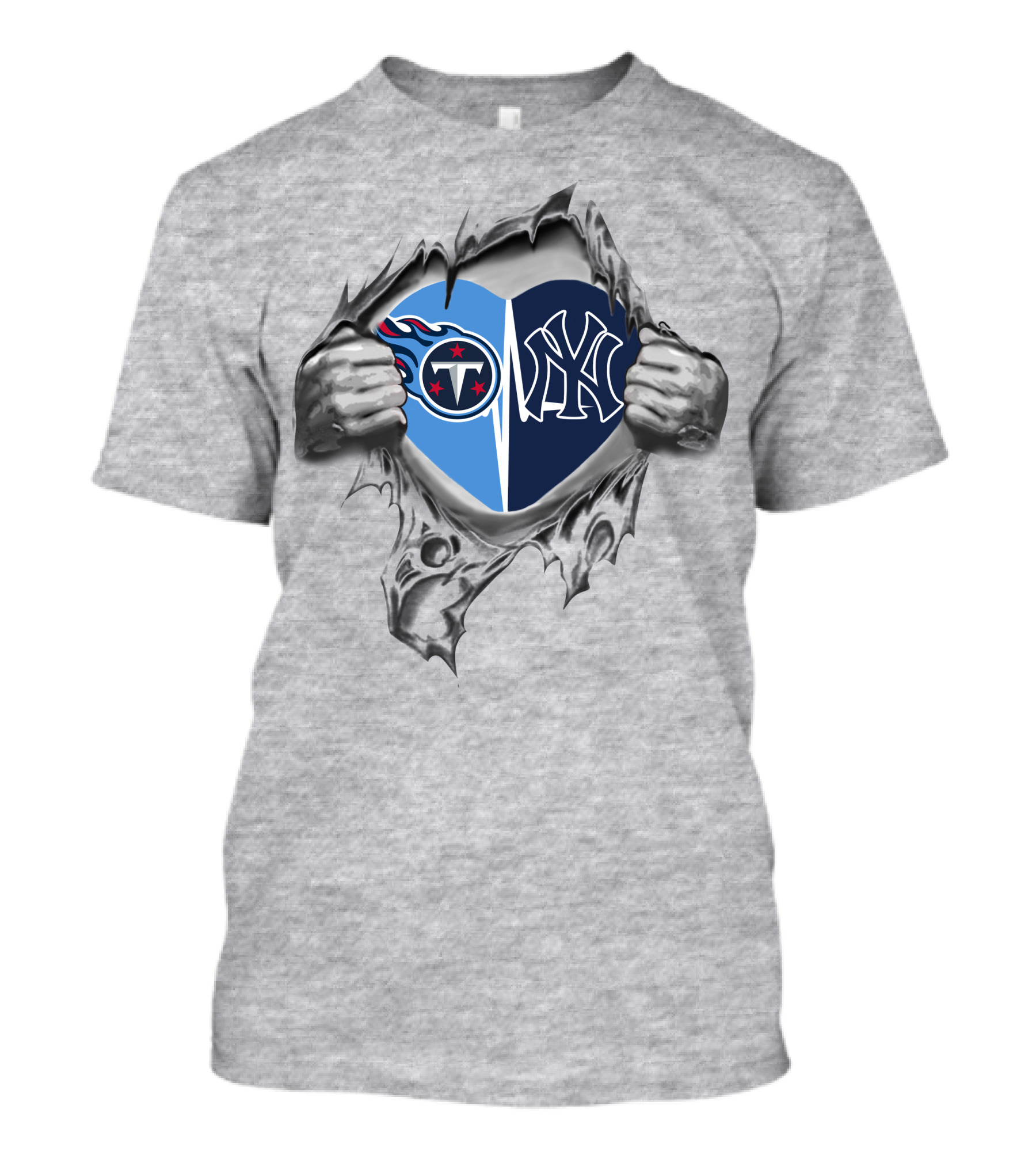 Titans Yankees Heart Design Featuring Team T-Shirt