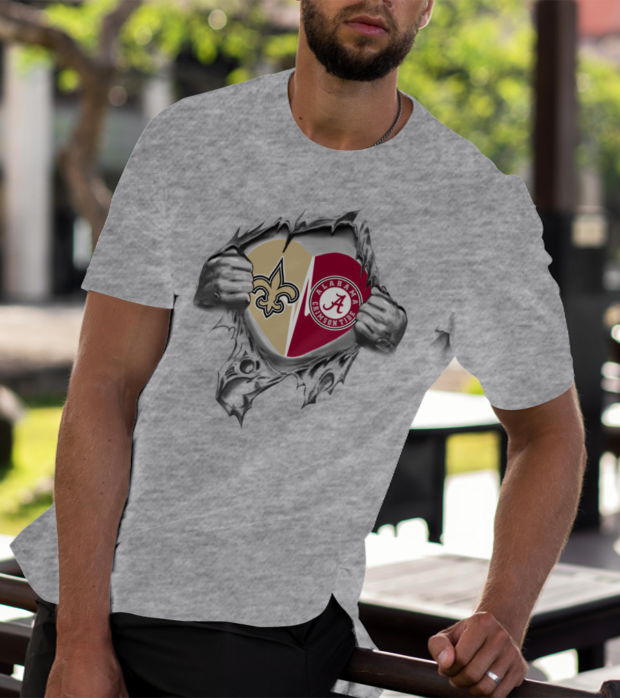 Saints Alabama Crimson Tide Heart T-Shirt