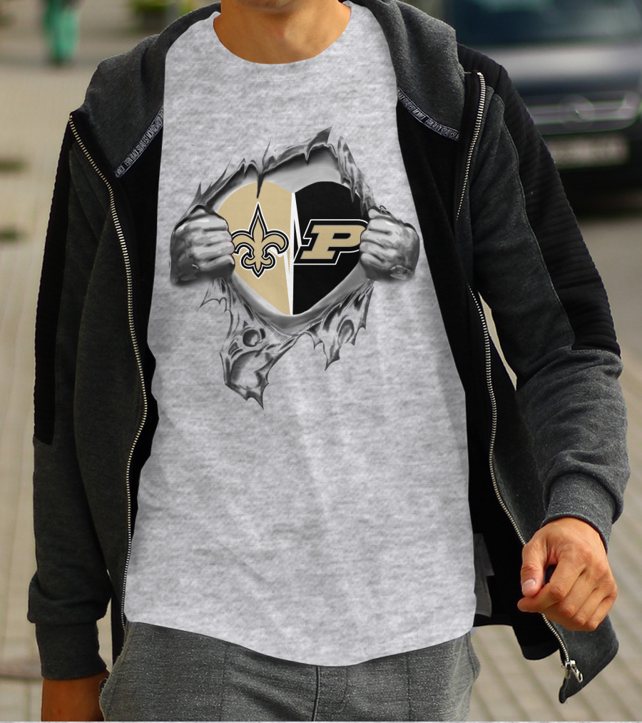 Saints Purdue Heart Rip T-Shirt