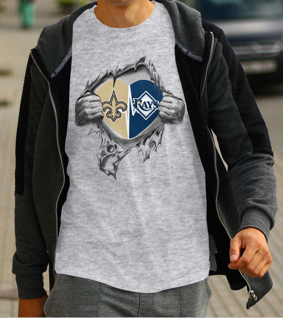 Saints Rays Heart Logo With Torn Hands T-Shirt