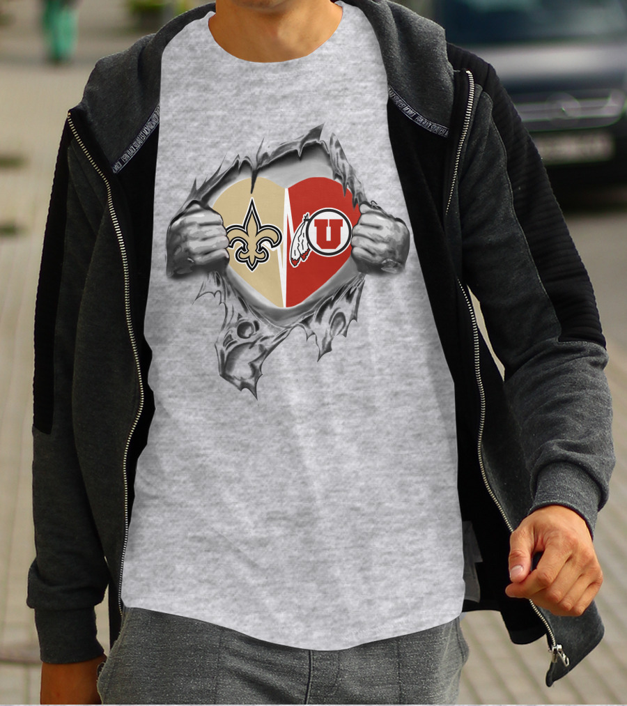 Saints Utah Utes Heart Torn Open T-Shirt