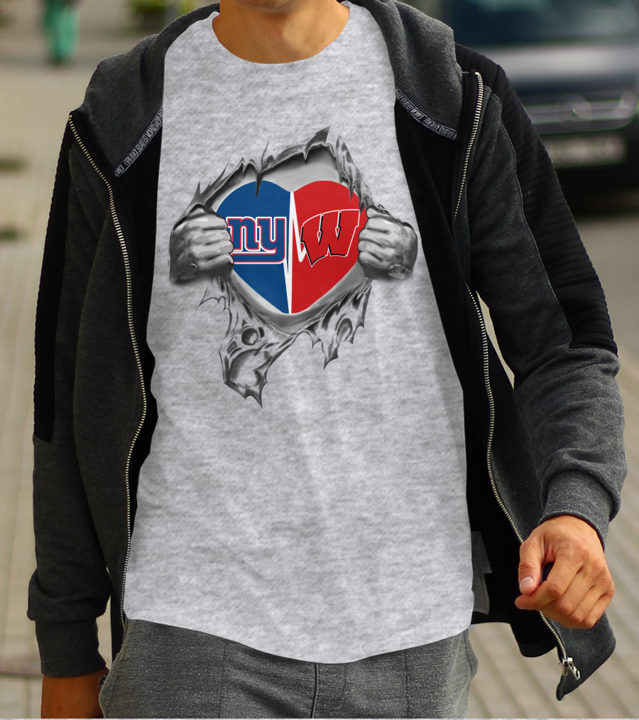 Giants NY Badgers W Heart T-Shirt