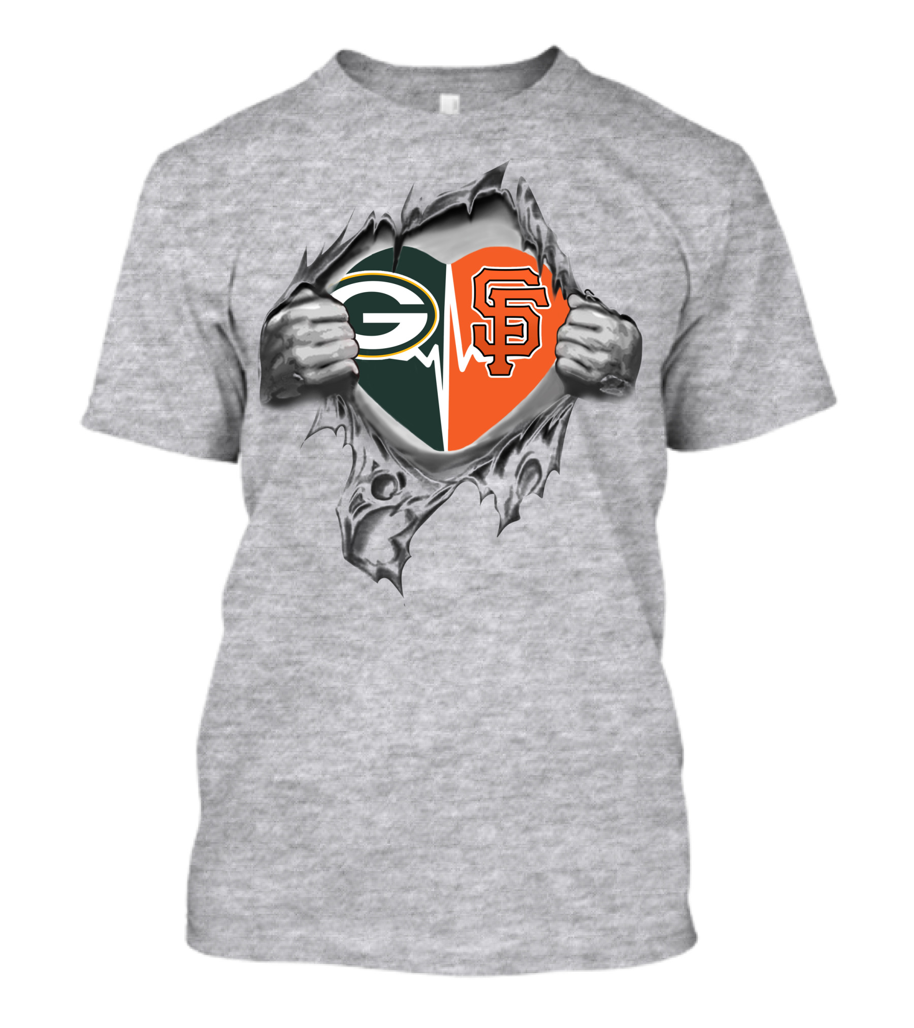 Green Bay Packers San Francisco Giants Heartbeat T-Shirt