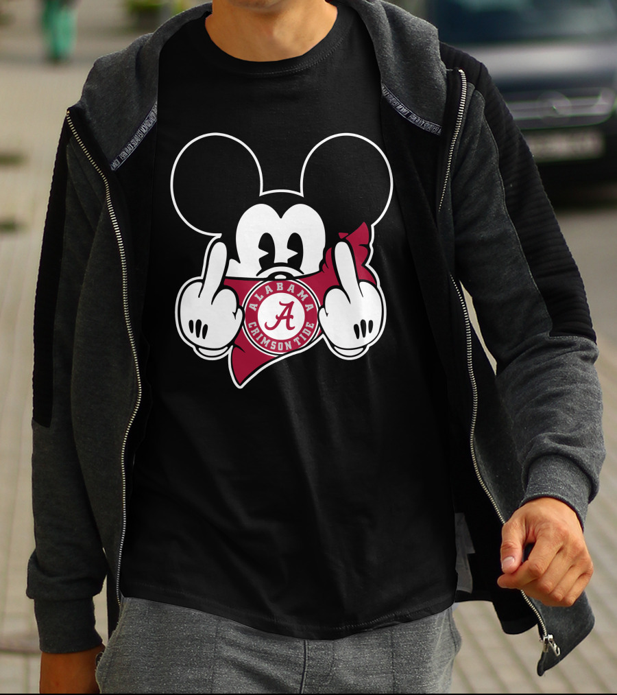 Alabama Crimson Tide Mickey Mouse Logo Football T-Shirt