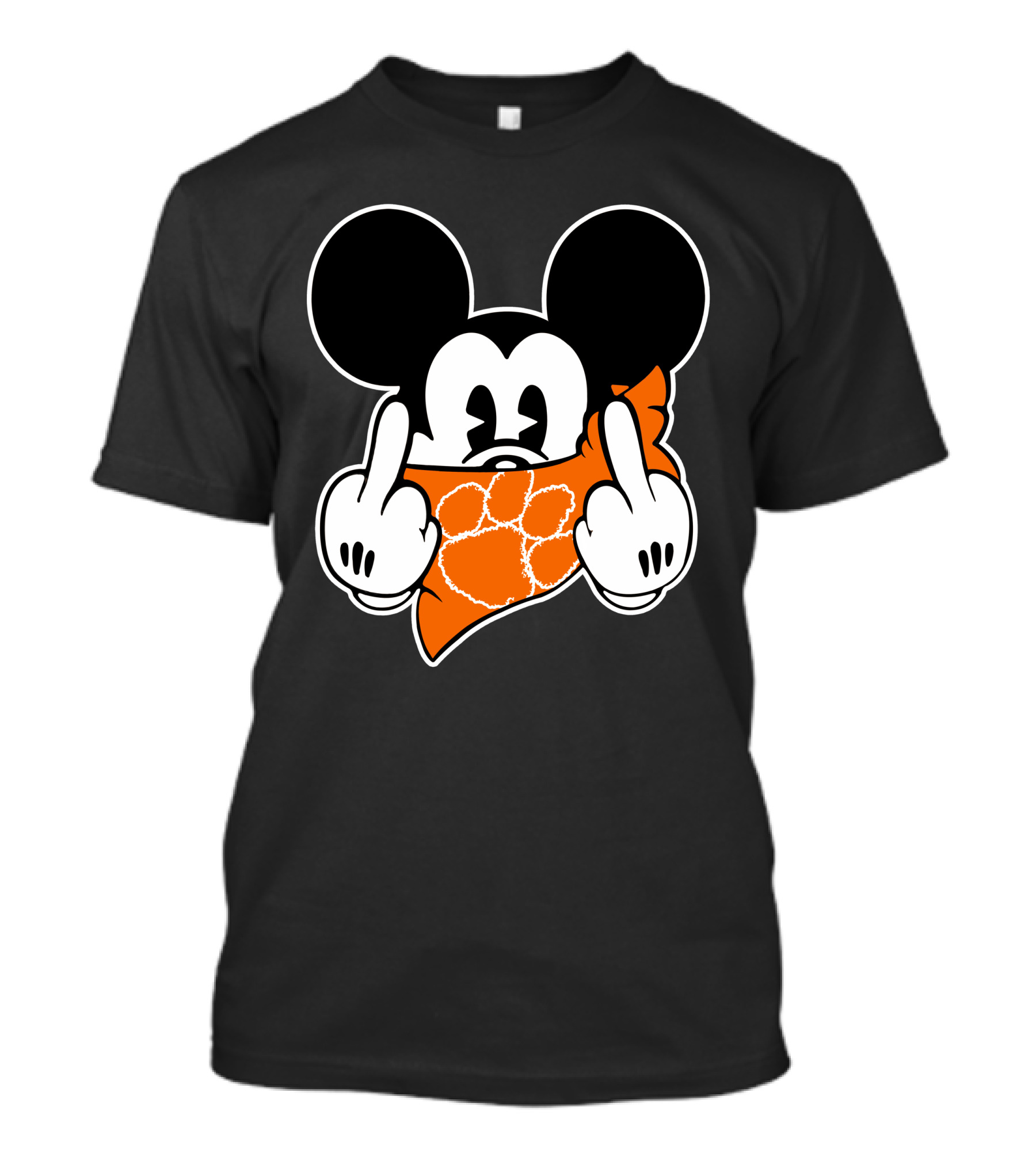 Clemson Tigers Mickey Mouse Face Mask Gesture T-Shirt
