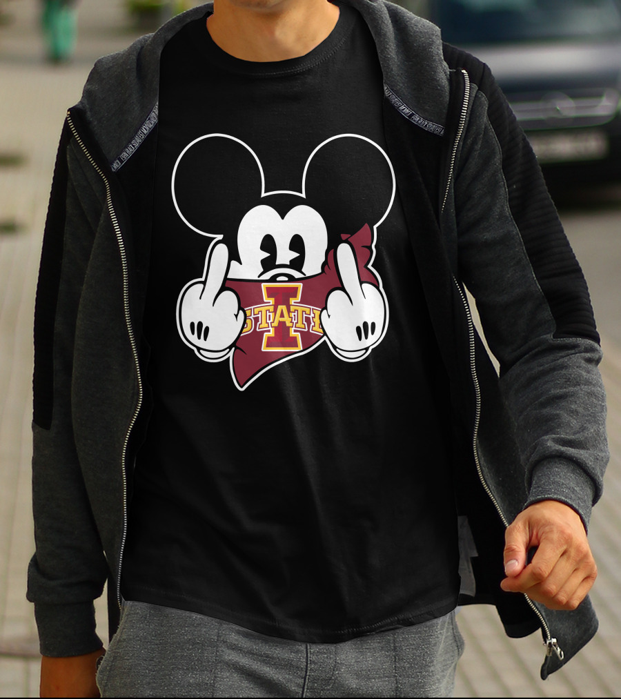 Iowa State Cyclones Mickey Mouse Middle Finger T-Shirt