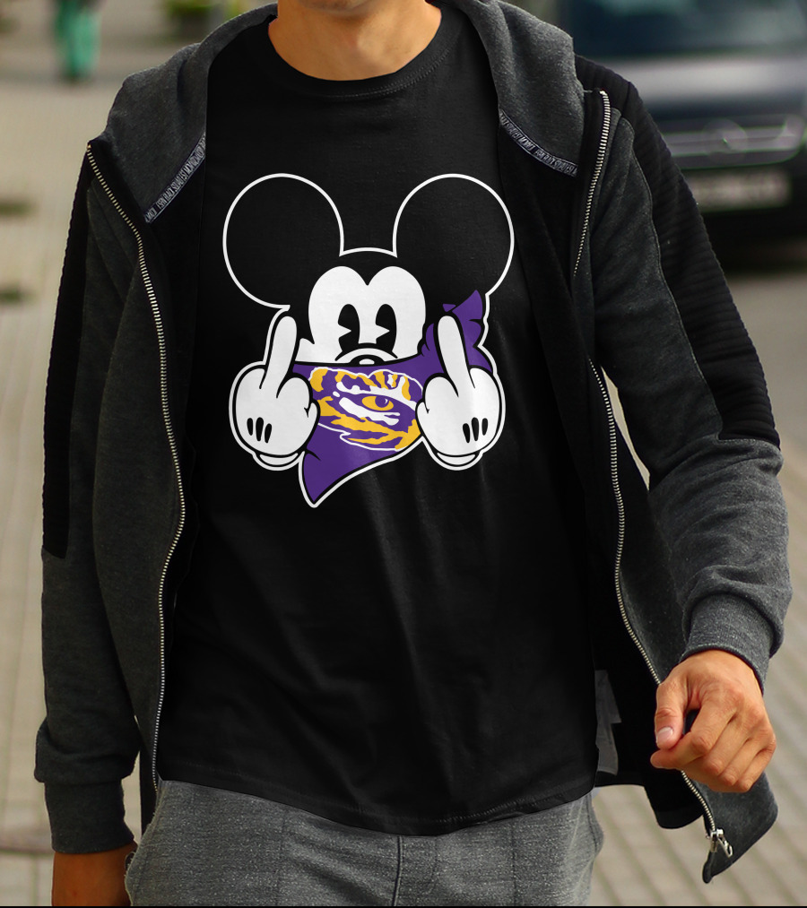 LSU Tigers Mickey Middle Finger Bandana T-Shirt