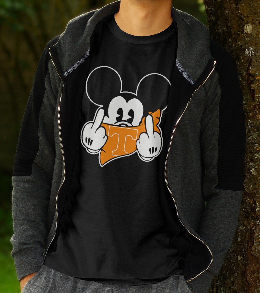 Tennessee Volunteers Mickey Mouse Middle Finger Gesture T-Shirt
