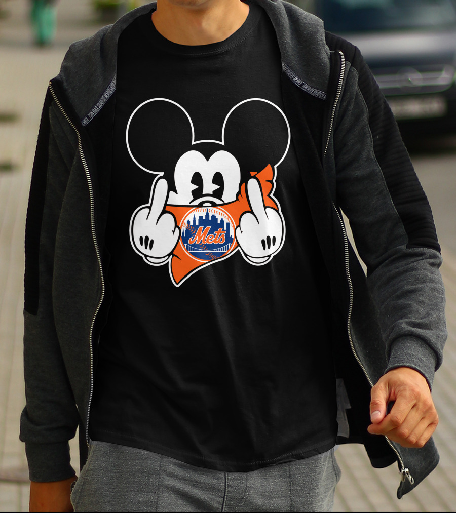 Mets Mickey Mouse Gesture Baseball Team T-Shirt